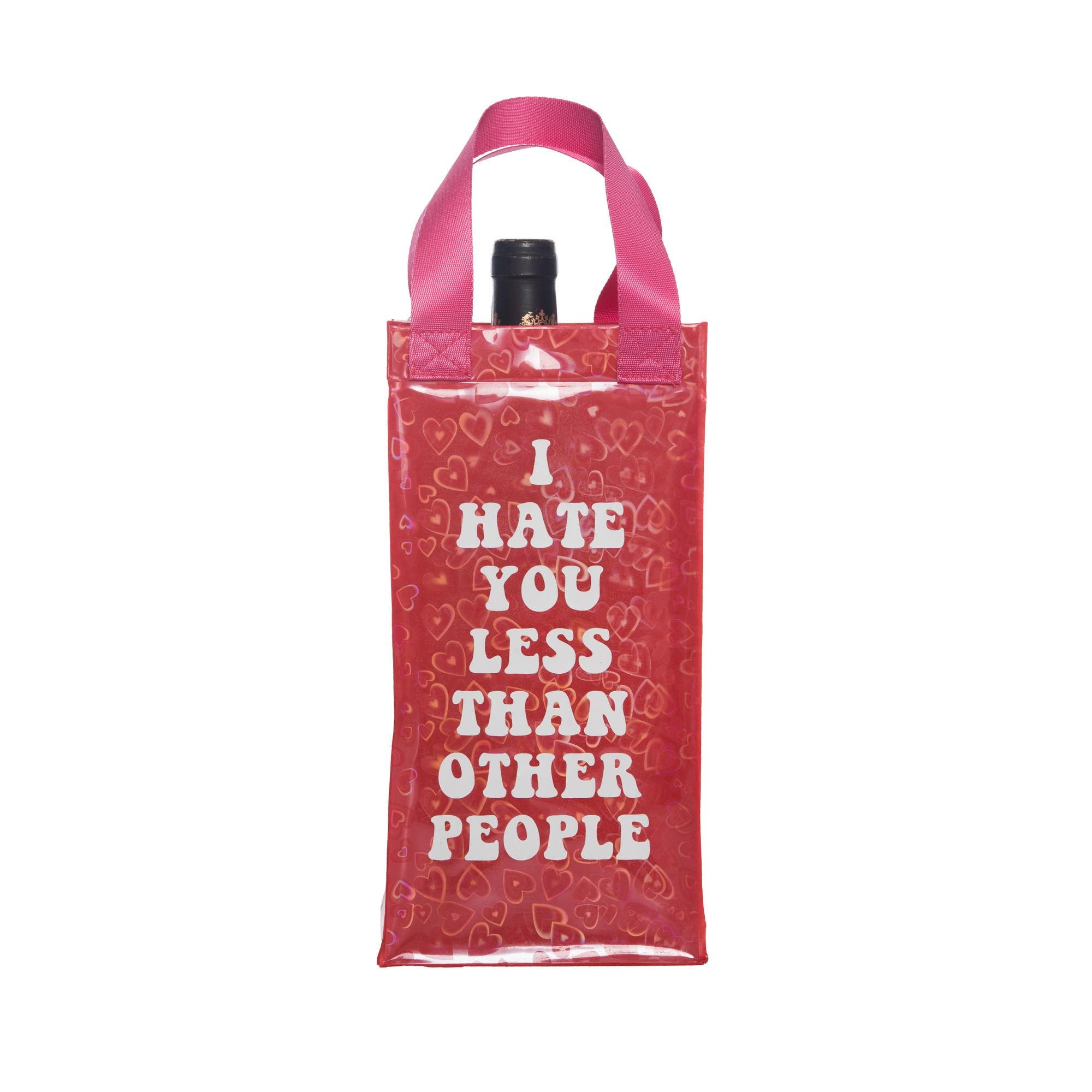I Hate You Less Wine Bag Plastic Red, Main, color, Red