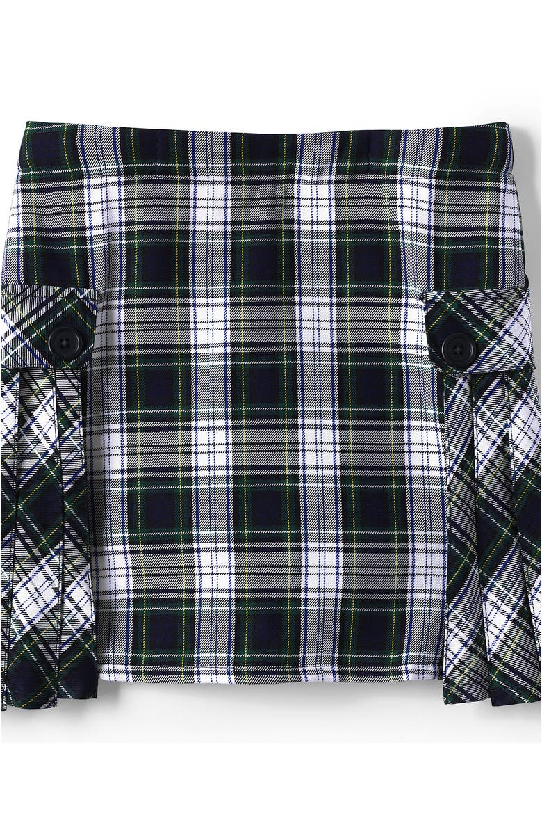 Lands' End Girls Plus Above the Knee Plaid Side Pleat Skort, Alternate, color, White Plaid