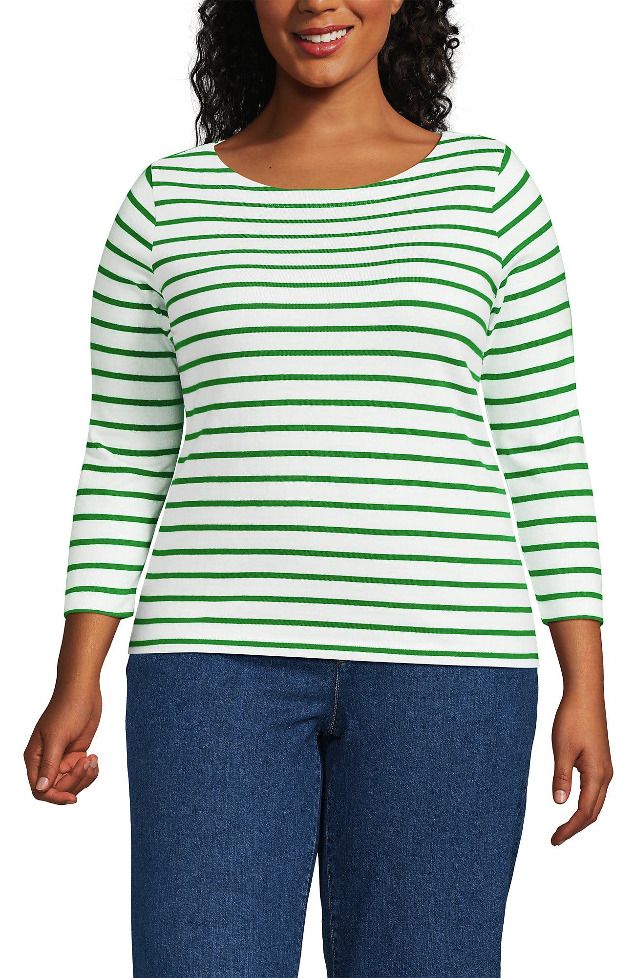Ivory/True Green Breton Stripe