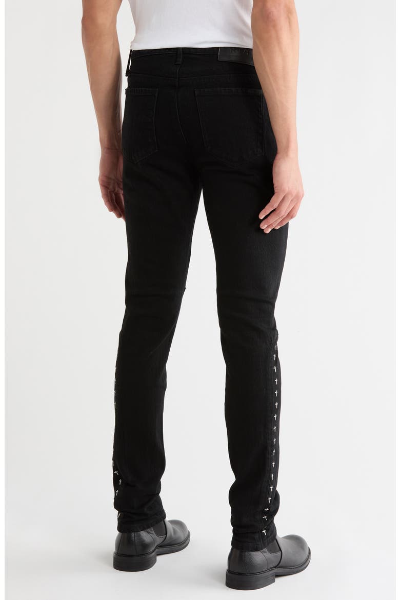 Enzo Skinny Jeans, Alternate, color, BLACK CROSS RIVET