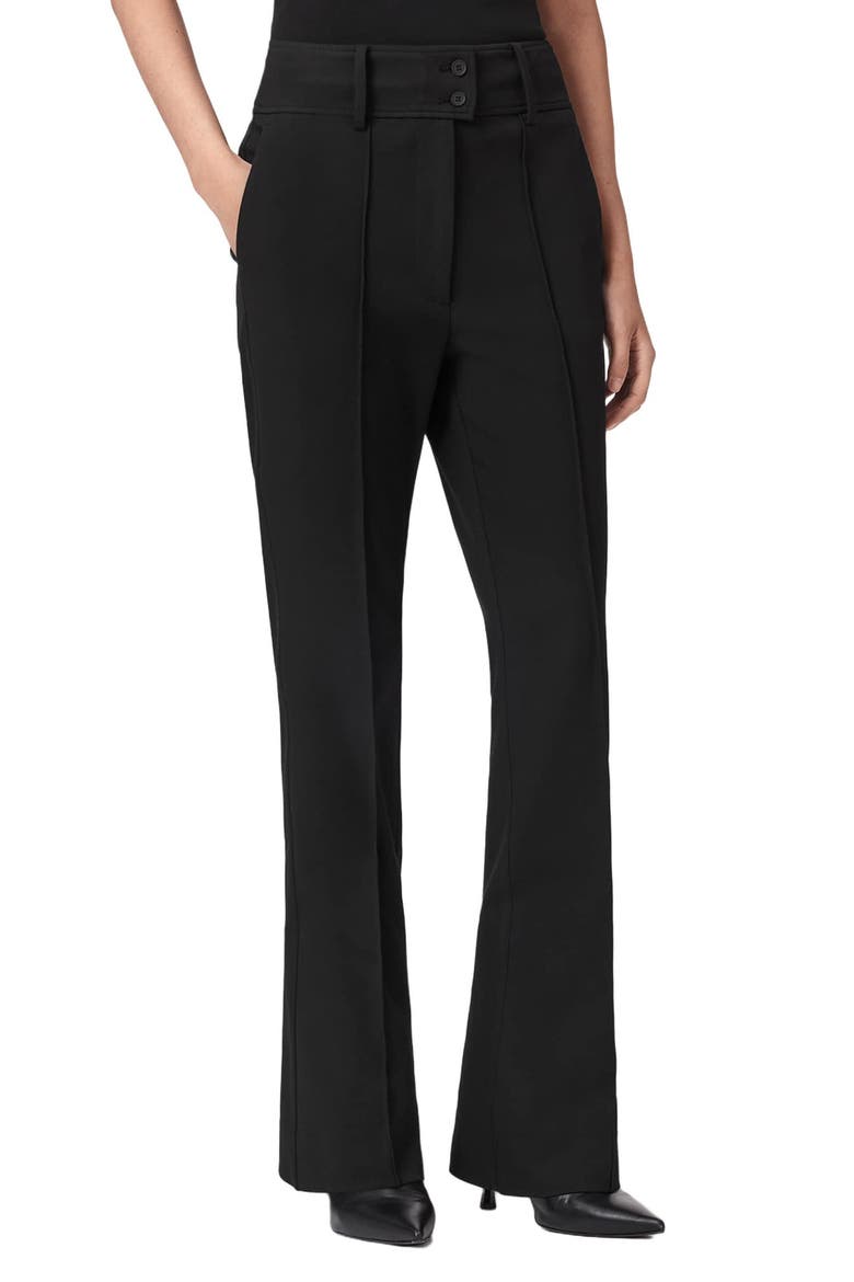 Astra Pleated Flare Leg Pants, Main, color, BLACK