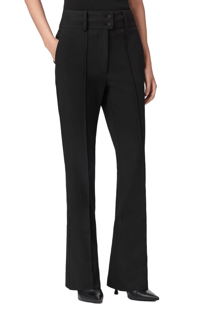 AllSaints Astra Pleated Flare Leg Pants, Main, color, Black