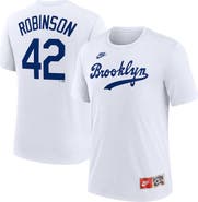 Nike Men's Nike  Jackie Robinson White Brooklyn Dodgers Cooperstown Collection Tri-Blend Name & Number T-Shirt