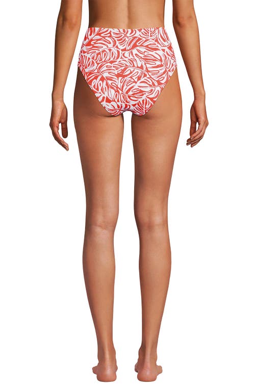 Lands' End Ribbed Smoothing High Waisted Bikini Bottoms In Multi