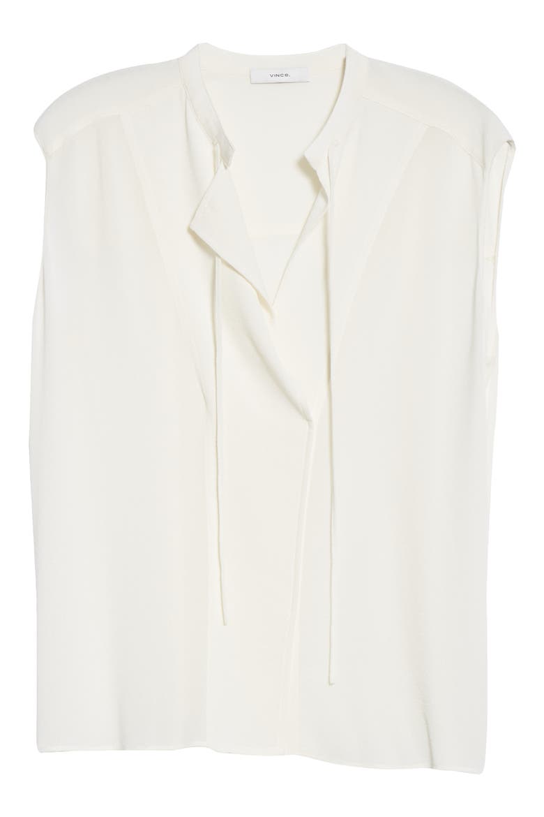 Tie Neck Sleeveless Silk Blouse, Alternate, color, OFF WHITE