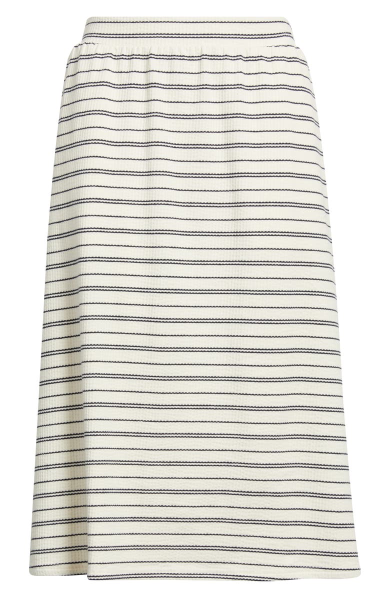 Caslon<sup>®</sup> Stripe Cotton Blend Knit A-Line Midi Skirt, Alternate, color, Ivory- Navy Stripe