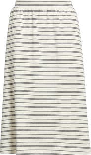 Caslon® Stripe Cotton Blend Knit A-Line Midi Skirt