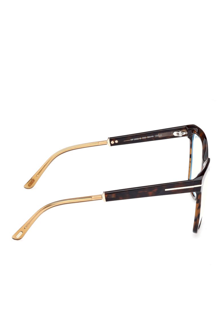 56mm Square Blue Light Blocking Optical Glasses, Alternate, color, HAVANA ROSE GOLD / T LOGO