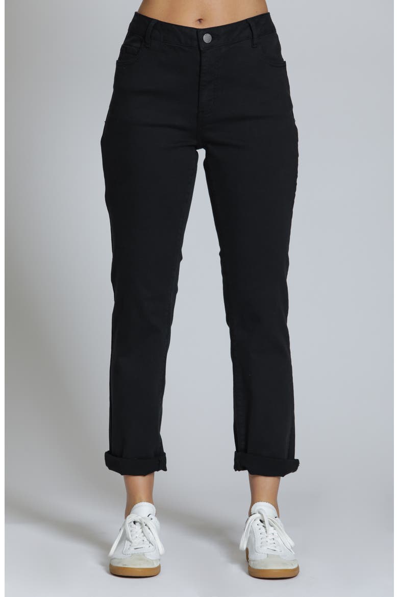 Mid Rise Girlfriend Jeans, Main, color, BLACK