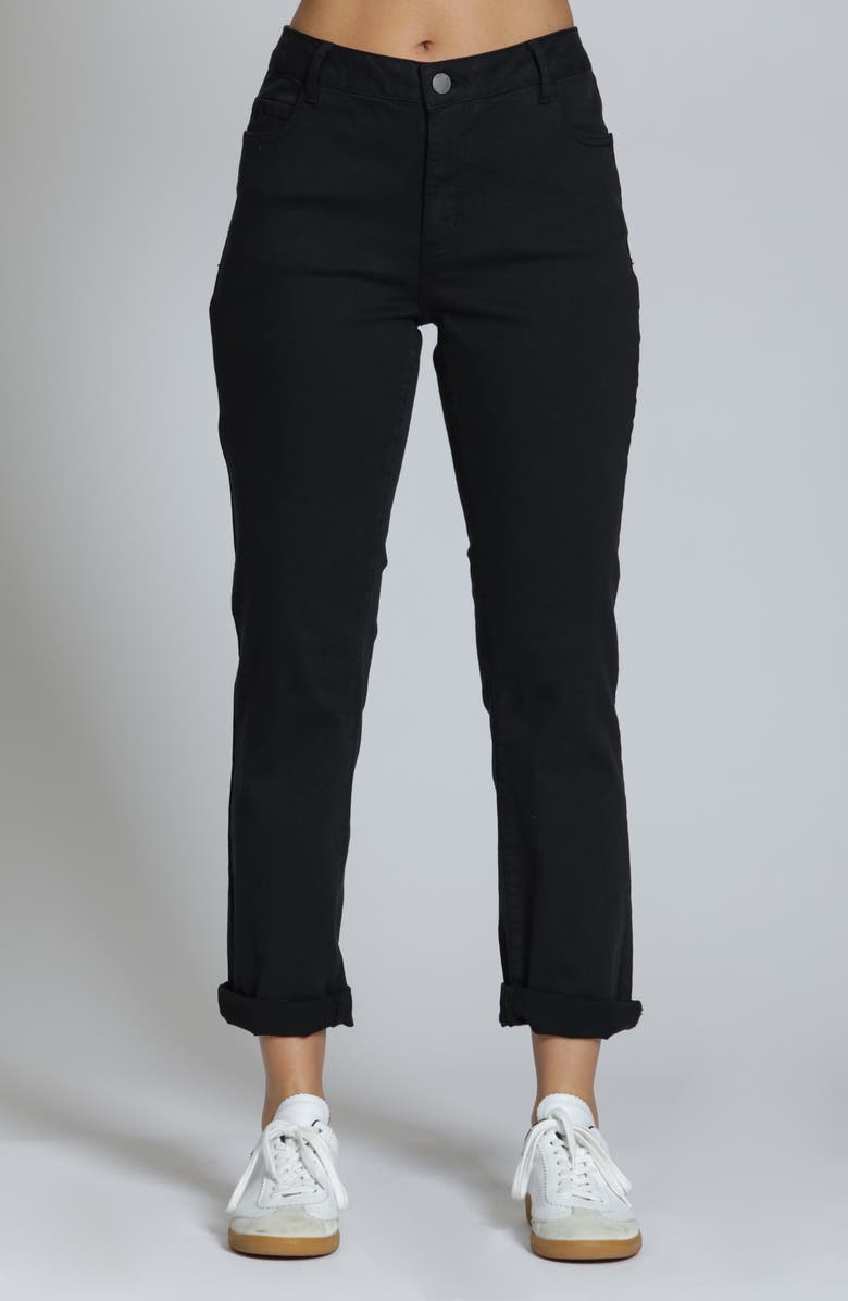 APNY Mid Rise Girlfriend Jeans, Main, color, Black