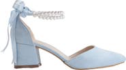 Forever & Always Shoes Miranda Low Block Heels with Pearls