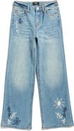 7 For All Mankind Kids' Lotta Embroidered Wide Leg Jeans