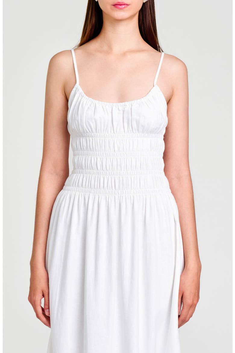 Isabelle Smocked Linen Blend Midi Sundress, Alternate, color, IVORY
