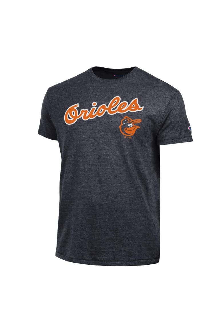 Men's Champion  Black Baltimore Orioles Cooperstown Wordmark Lockup Tri-Blend T-Shirt, Alternate, color, Black