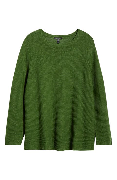Organic Linen & Organic Cotton Crewneck Sweater (Plus)