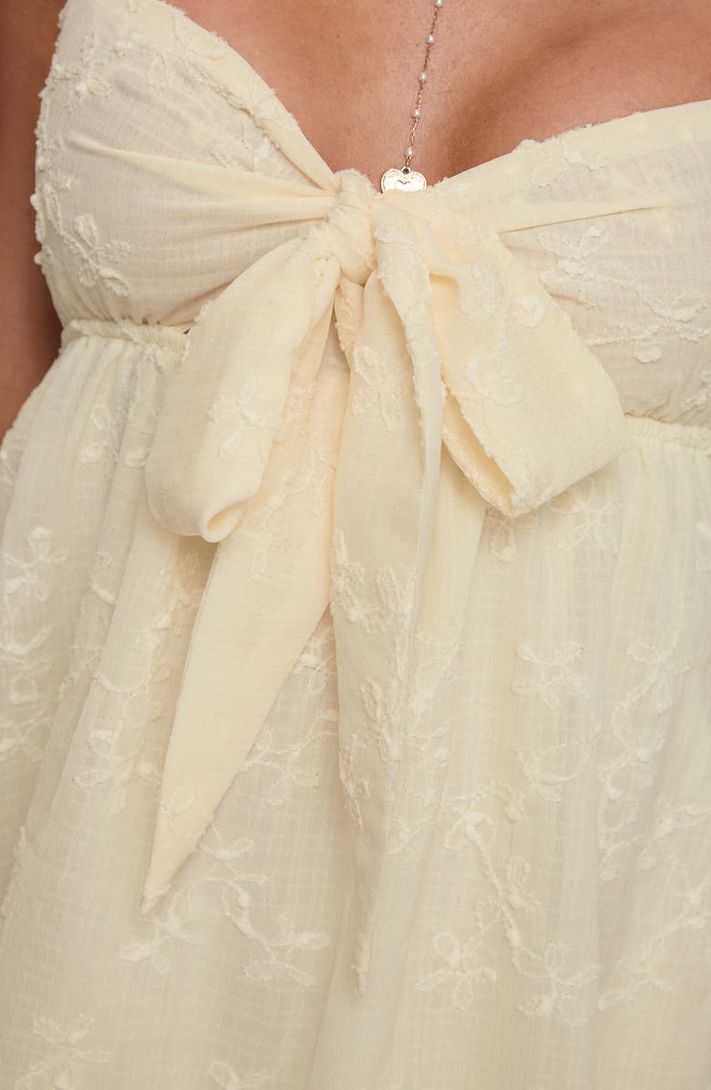 Princess Polly Granno Tie Front Babydoll Minidress, Alternate, color, Lemon