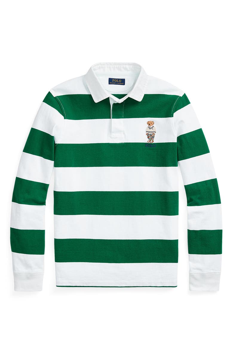 Polo Ralph Lauren Polo Bear Stripe Cotton Jersey Rugby Shirt, Alternate, color,