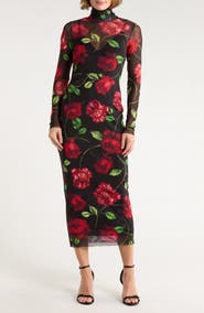 AFRM LOS ANGELES Marni Turtleneck Long Sleeve Mesh Dress