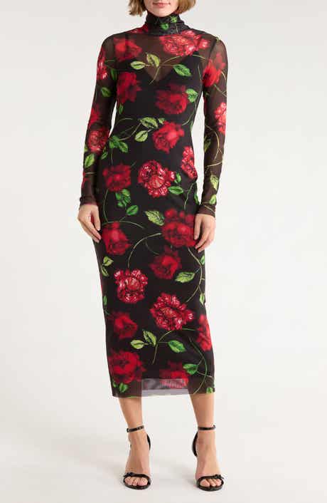 AFRM LOS ANGELES Marni Turtleneck Long Sleeve Mesh Dress