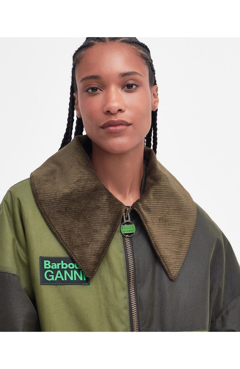 BARBOUR X GANNI Colorblock Oversize Waxed Cotton Bomber Jacket, Alternate, color, 