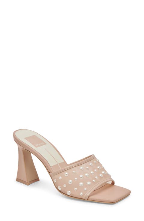 Nadra Faux Pearl Mesh Mule Sandal (Women)
