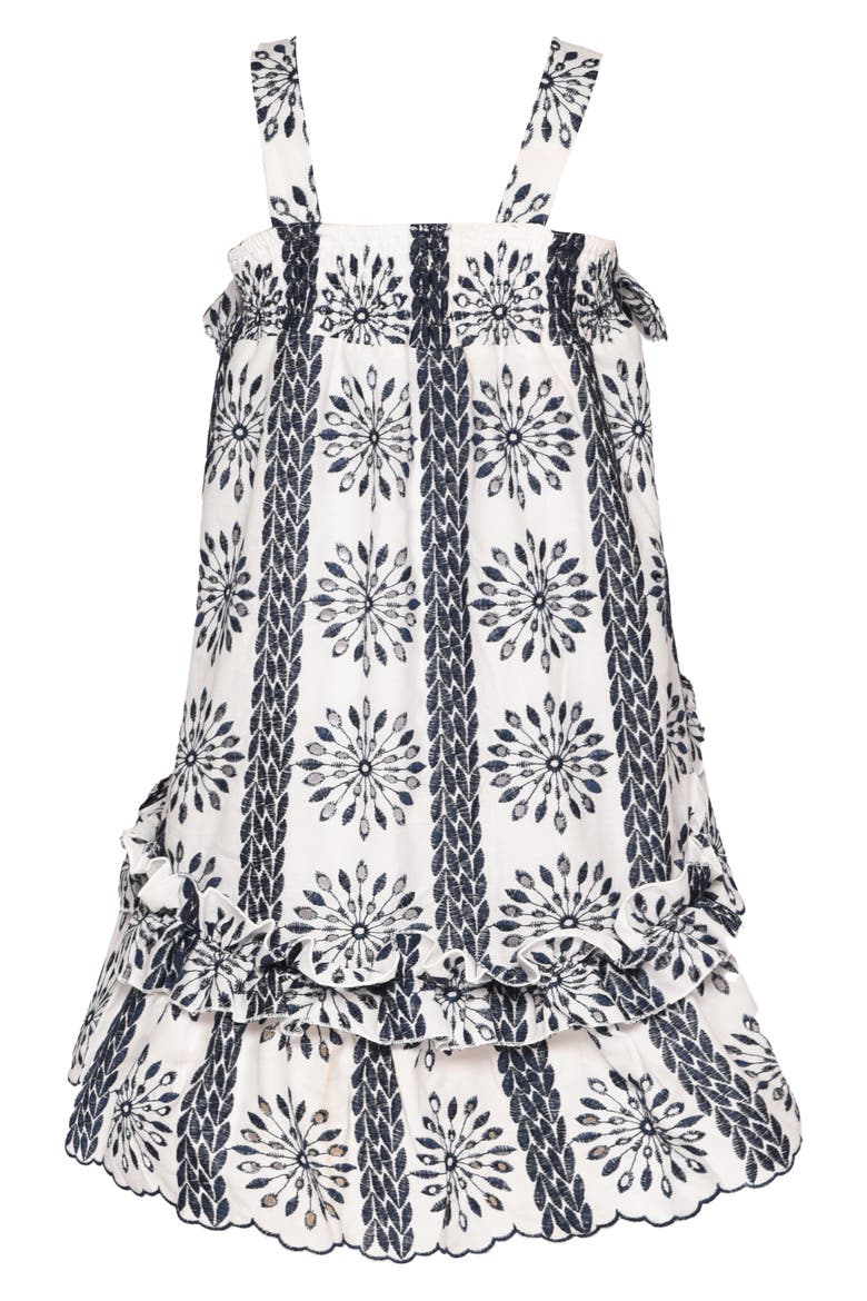 Kids' Eyelet Empire Dress, Alternate, color, WHITE MULTI