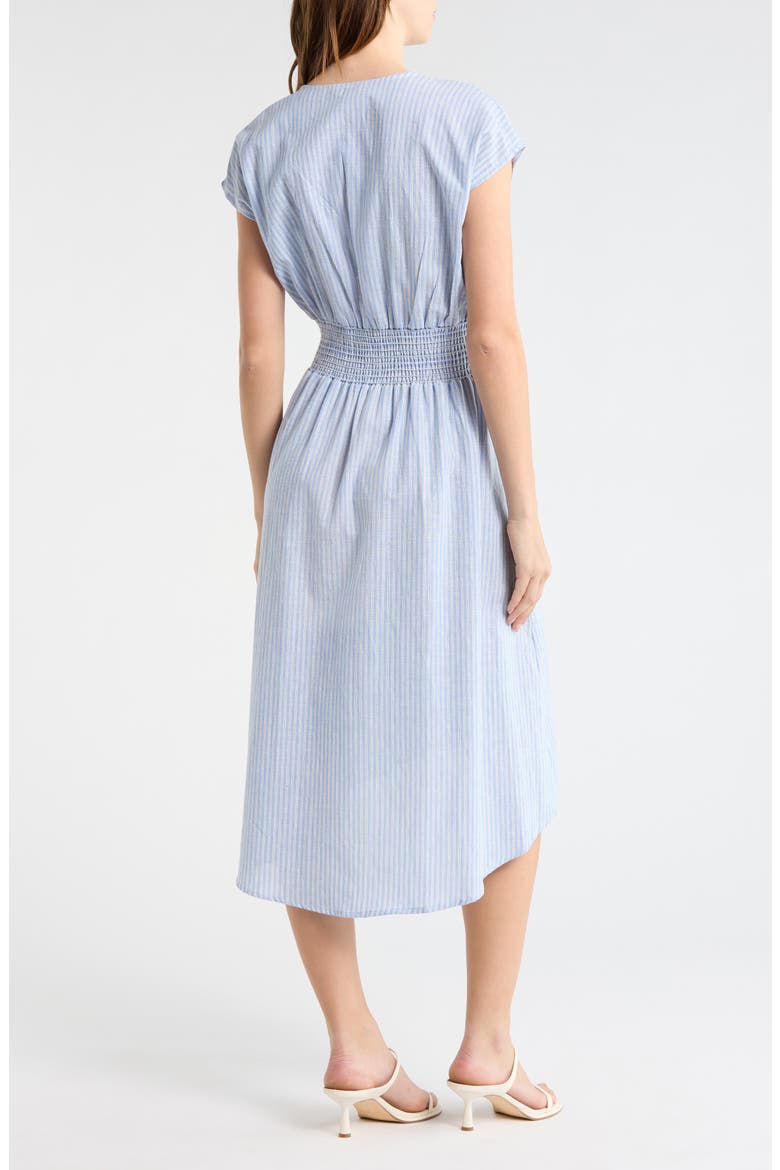 Stripe Tie Front Cotton Blend Dress, Alternate, color, BLUE STRIPE
