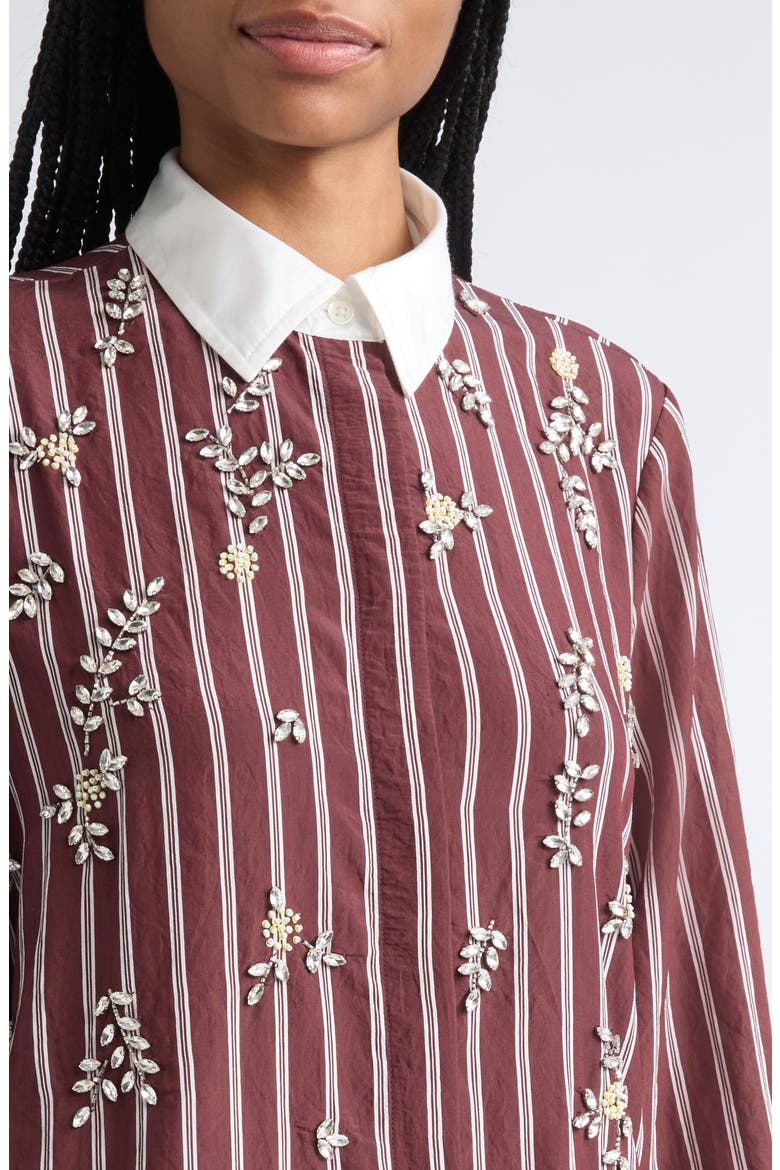 Oversize Floral Embellished Stripe Shirt, Alternate, color, UNIFORM STRIPES