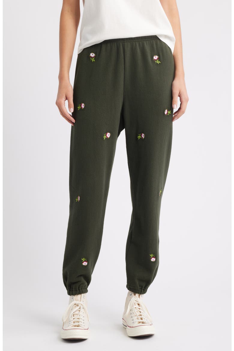 The Stadium Embroidered Cotton Sweatpants, Main, color, WOODLAND GREEN