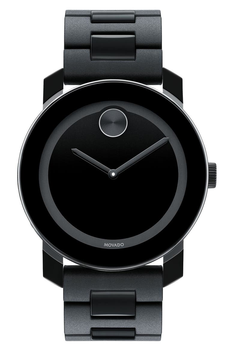 'Large Bold' Bracelet Watch, 42mm, Main, color, BLACK
