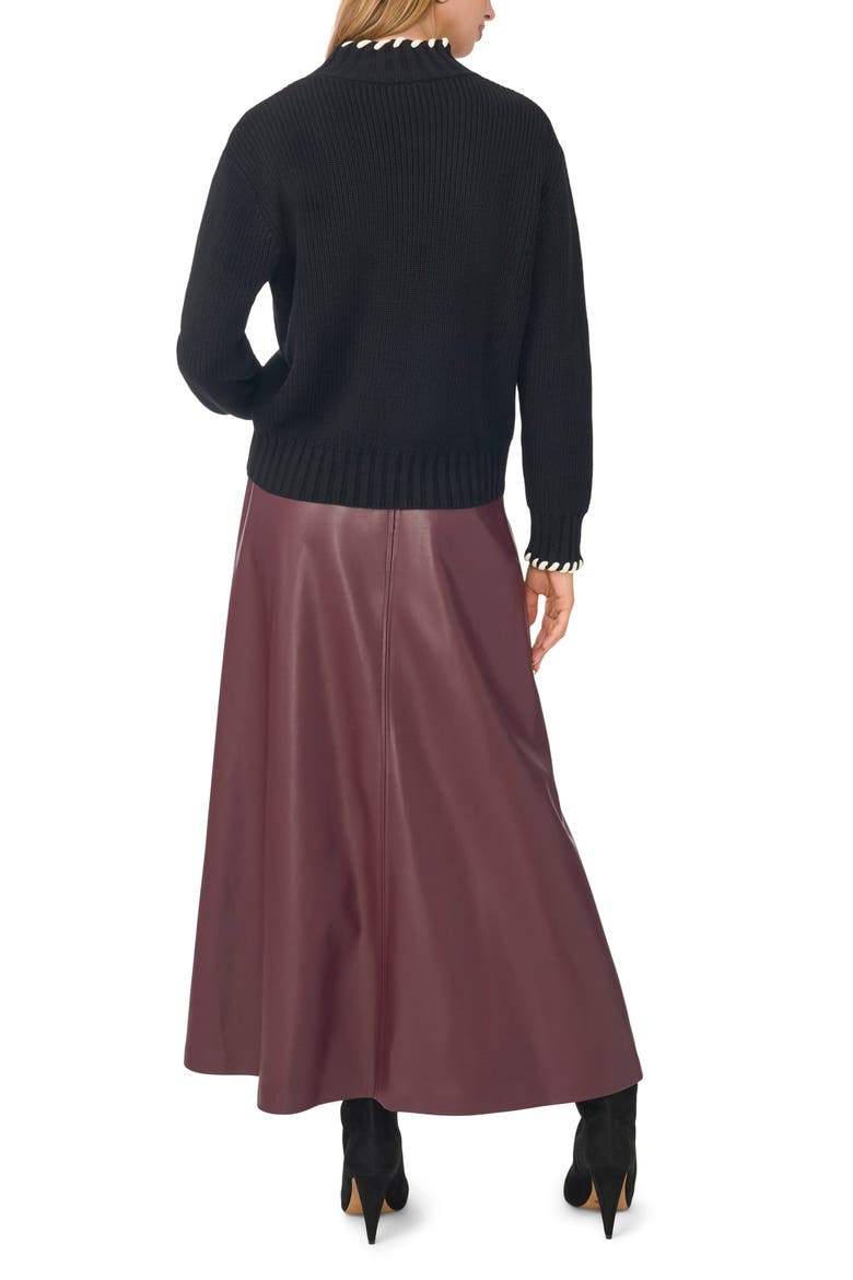 Whipstitch Turtleneck Sweater, Alternate, color, RICH BLACK