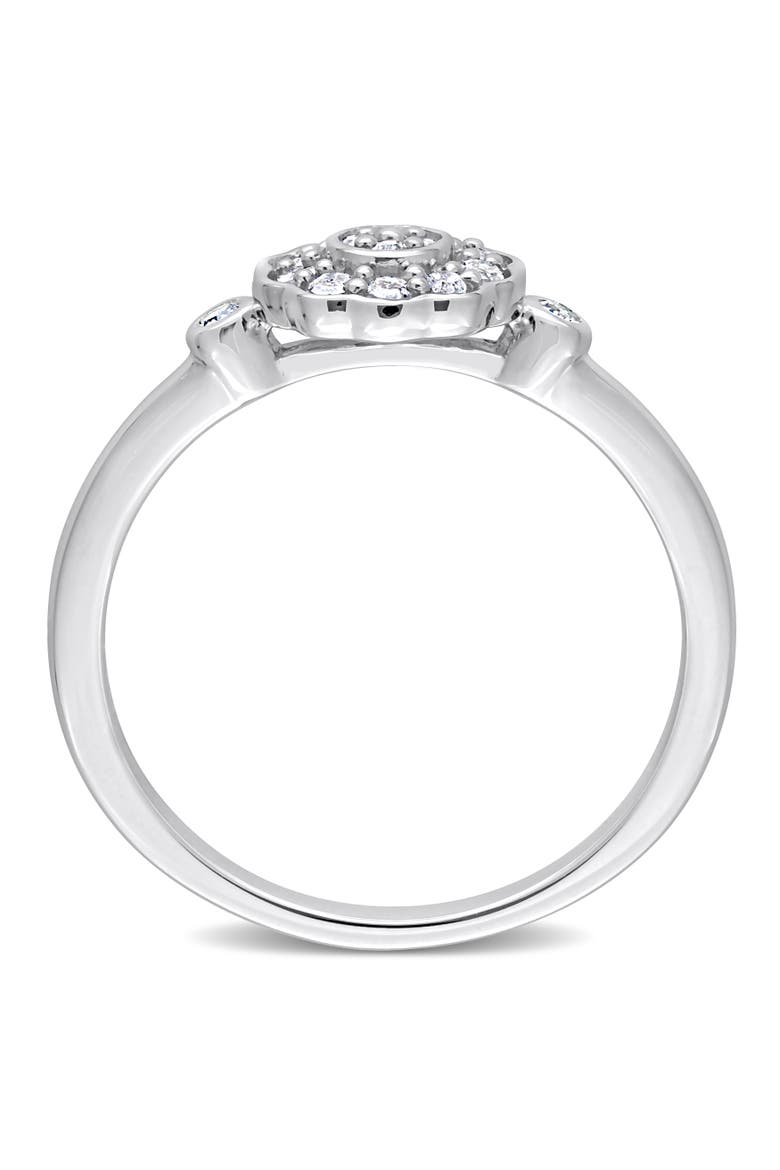 Diamond Flower Ring Sterling Silver, Alternate, color, Sterling Silver