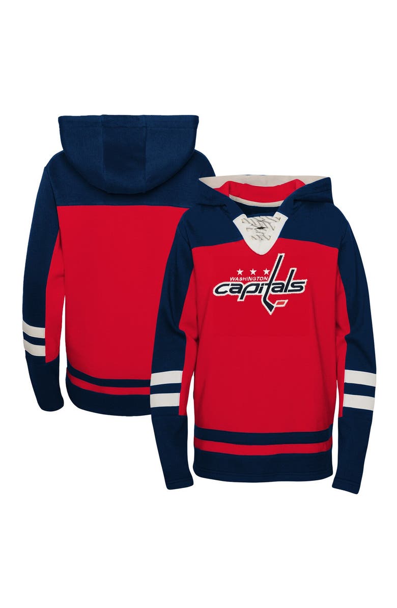 Outerstuff Youth Red Washington Capitals Ageless Revisited Lace-Up V-Neck Pullover Hoodie, Main, color, Red