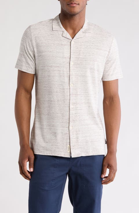 Relaxed Fit Pointelle Stitch Camp Shirt
