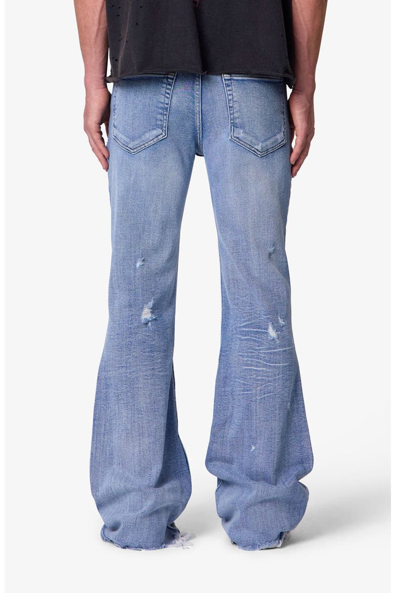 Distressed Super Flare Jeans, Alternate, color, BLUE