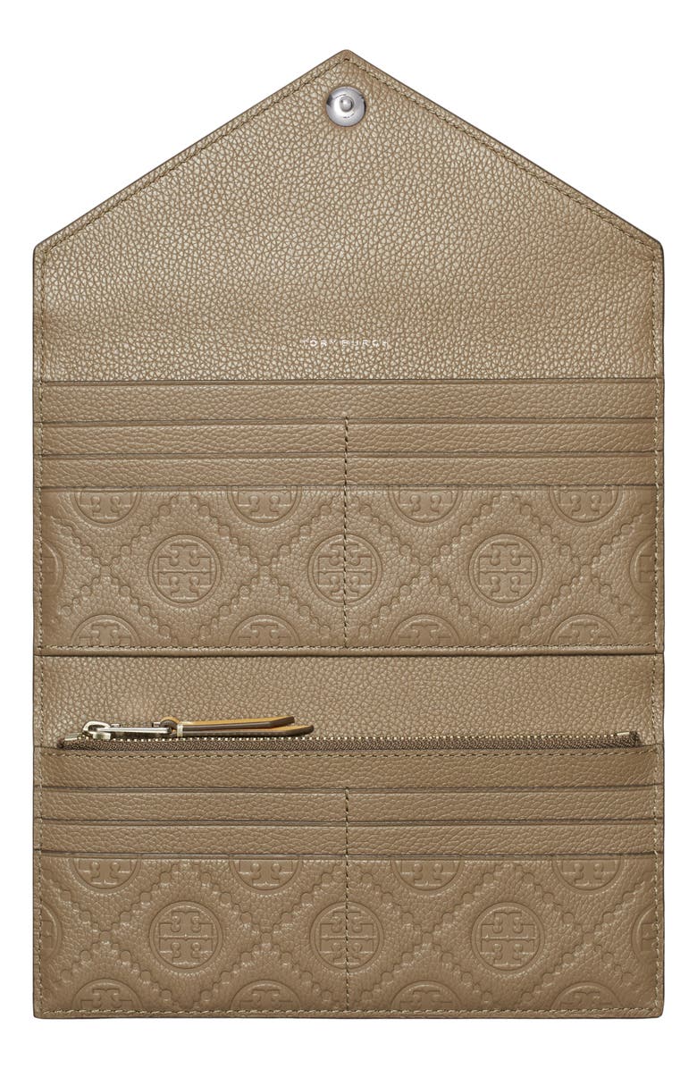 Tory Burch Long Pebble Leather Trifold Envelope Wallet, Alternate, color,