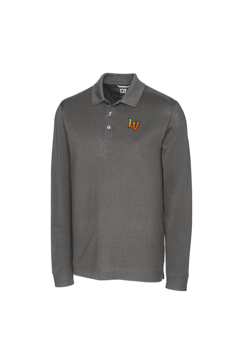 Men's Cutter & Buck Gray Las Vegas Aviators DryTec Advantage Tri-Blend Pique Long Sleeve Polo, Alternate, color, Gray