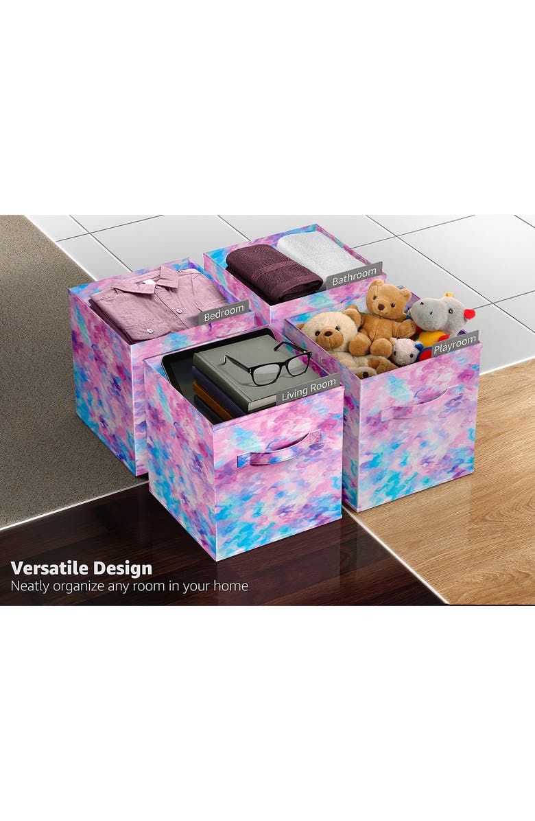 SORBUS 6-Pack Collapsible Storage Bins, Alternate, color, Tie- Dye Purple/Blue