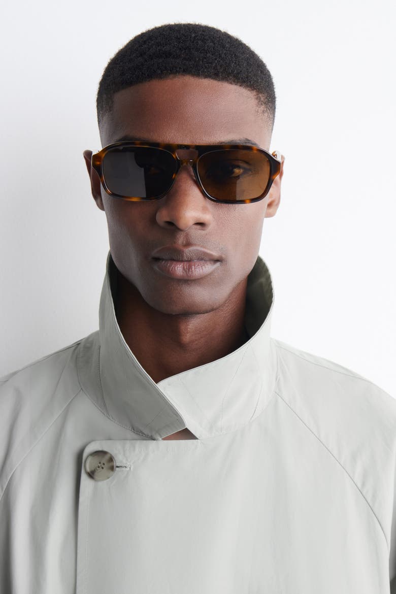 Rectangular Aviator Sunglasses, Main, color, TORTOISESHELL / BROWN