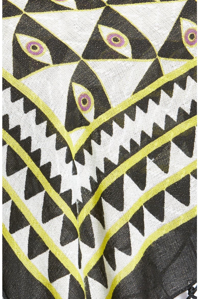 'Evil Eye' Square Scarf, Alternate, color, BLACK