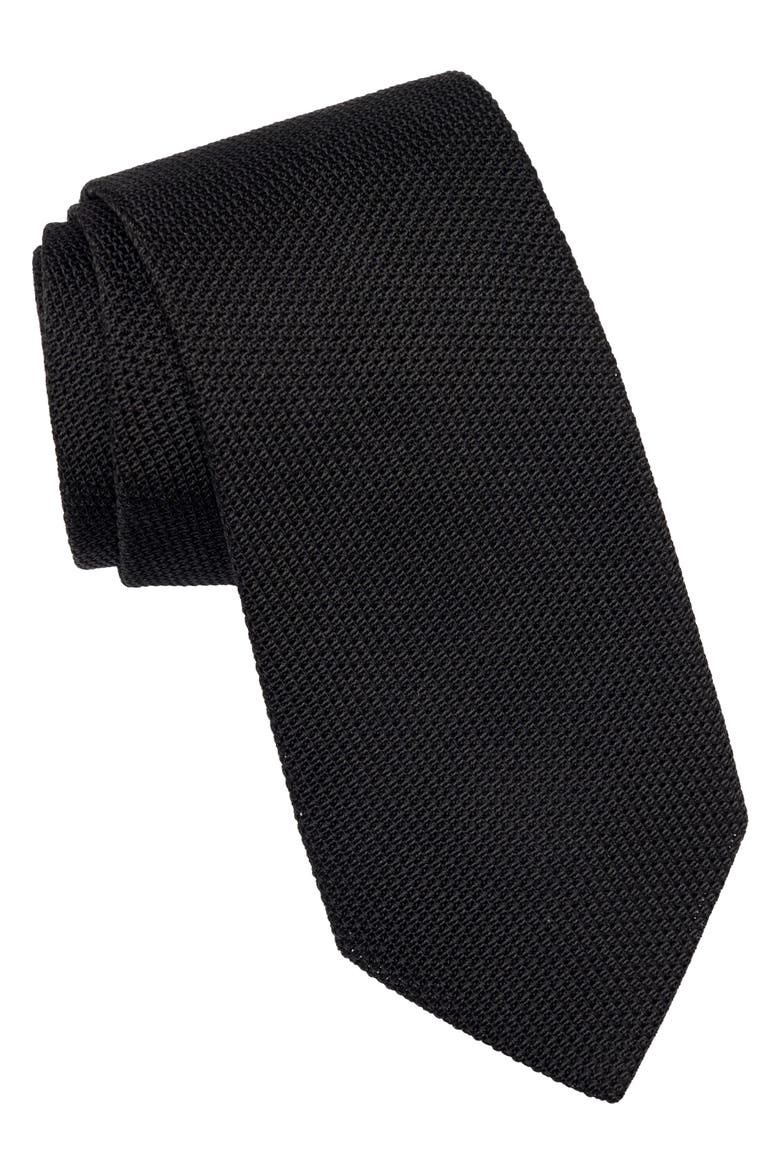 Nero - Silk Grenadine Tie for Men, Main, color, Black