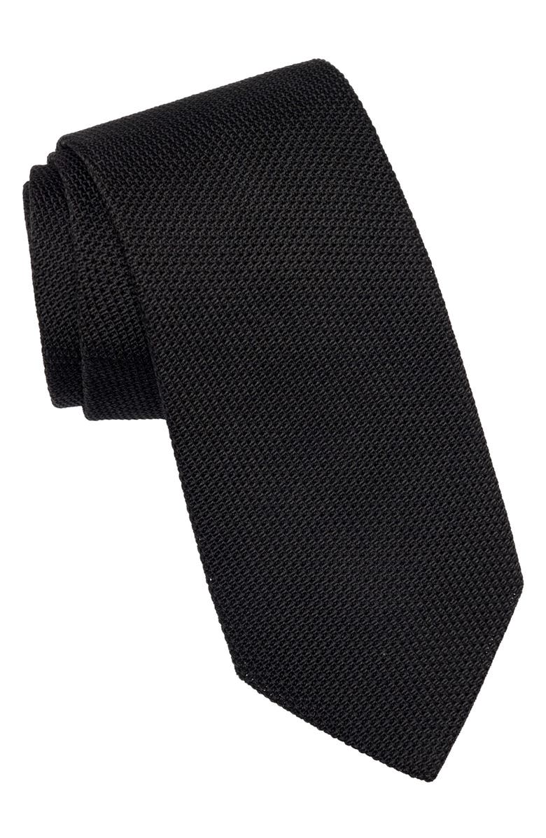 Elizabetta Nero - Extra Long Silk Grenadine Tie for Men, Main, color, Black