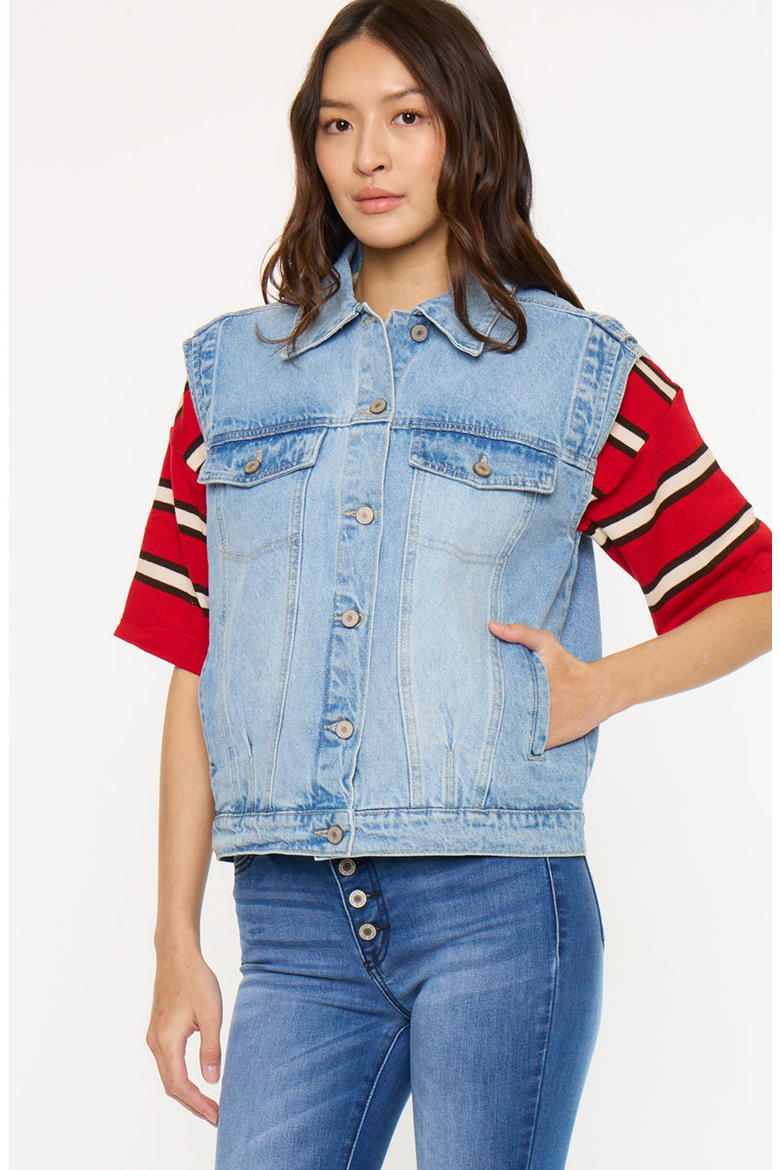 Joey Oversized 80's Vest, Alternate, color, Medium Wash