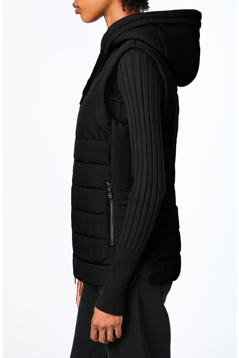 Bernado Packable EcoPlume™ Hooded Vest, Alternate, color, BLACK