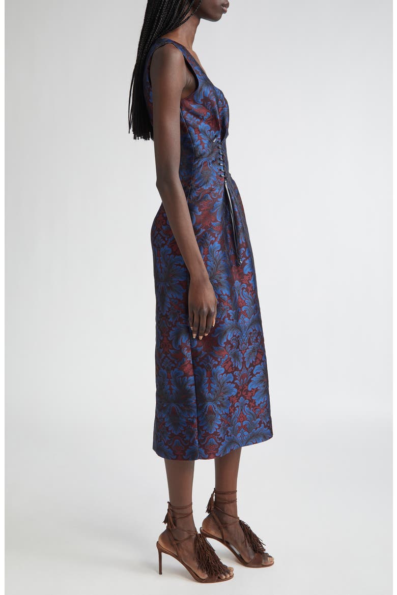 Paisley Jacquard Corset Sheath Dress, Alternate, color, MULTICOLOR BLUE BASE
