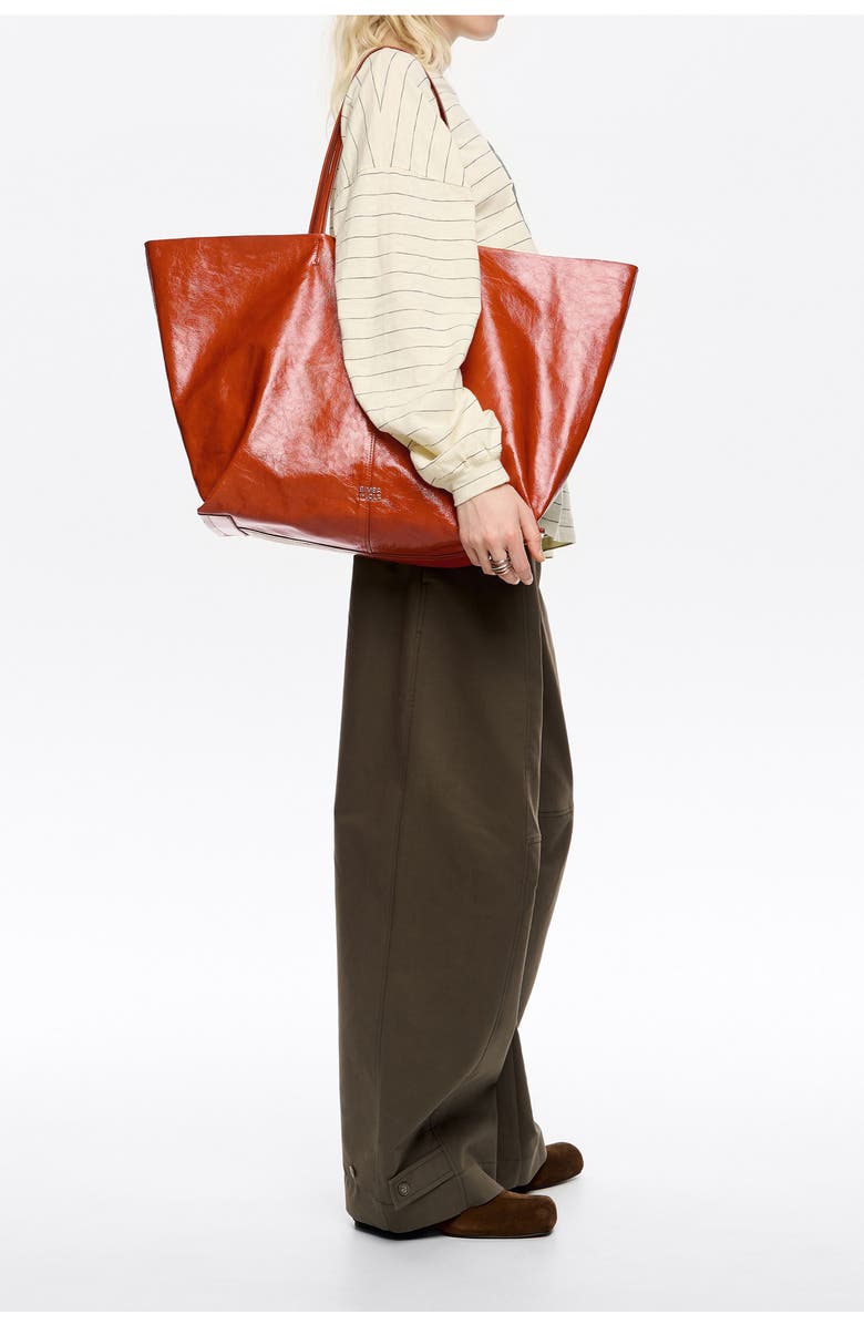 Bimba y Lola Leather Maxi Shopper Bag, Alternate, color, Burnt Orange