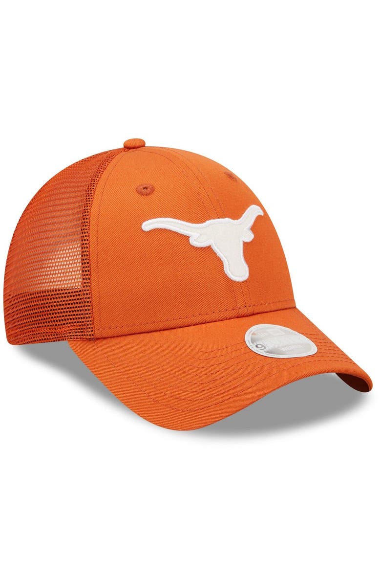 New Era Women's New Era Burnt Orange Texas Longhorns 9FORTY Logo Spark Trucker Snapback Hat, Alternate, color,