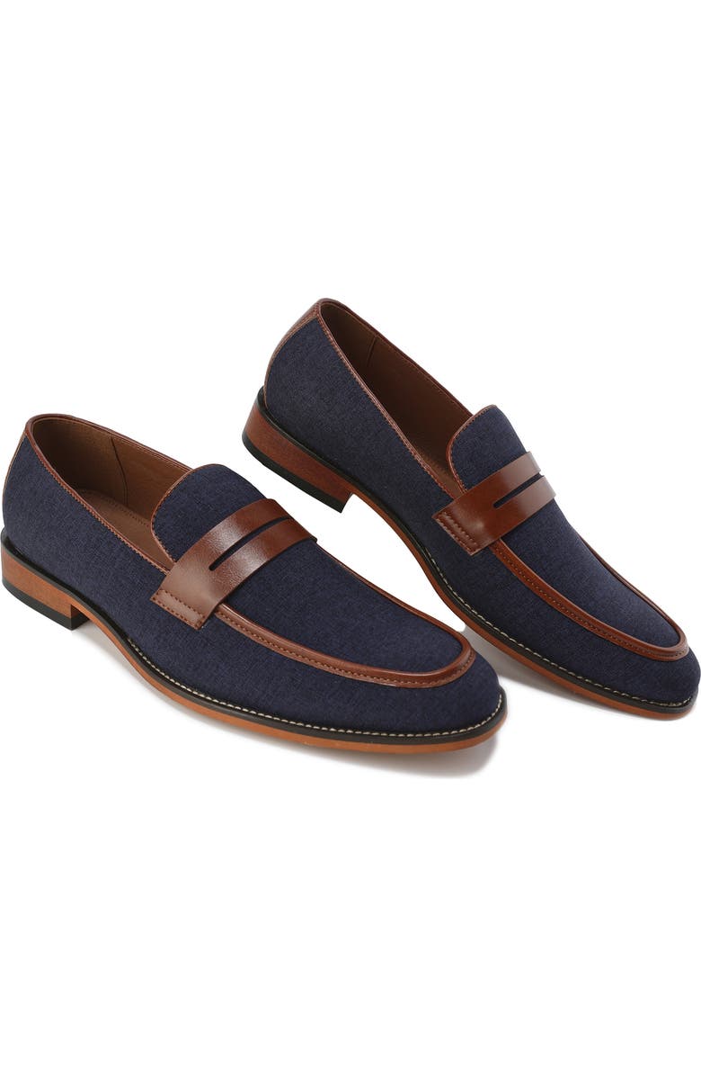 Gino Vitale Moc Toe Penny Slip-On Loafer, Alternate, color, Blue