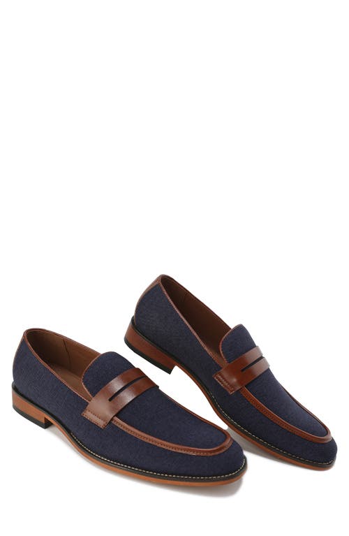Gino Vitale Moc Toe Penny Slip-on Loafer In Blue