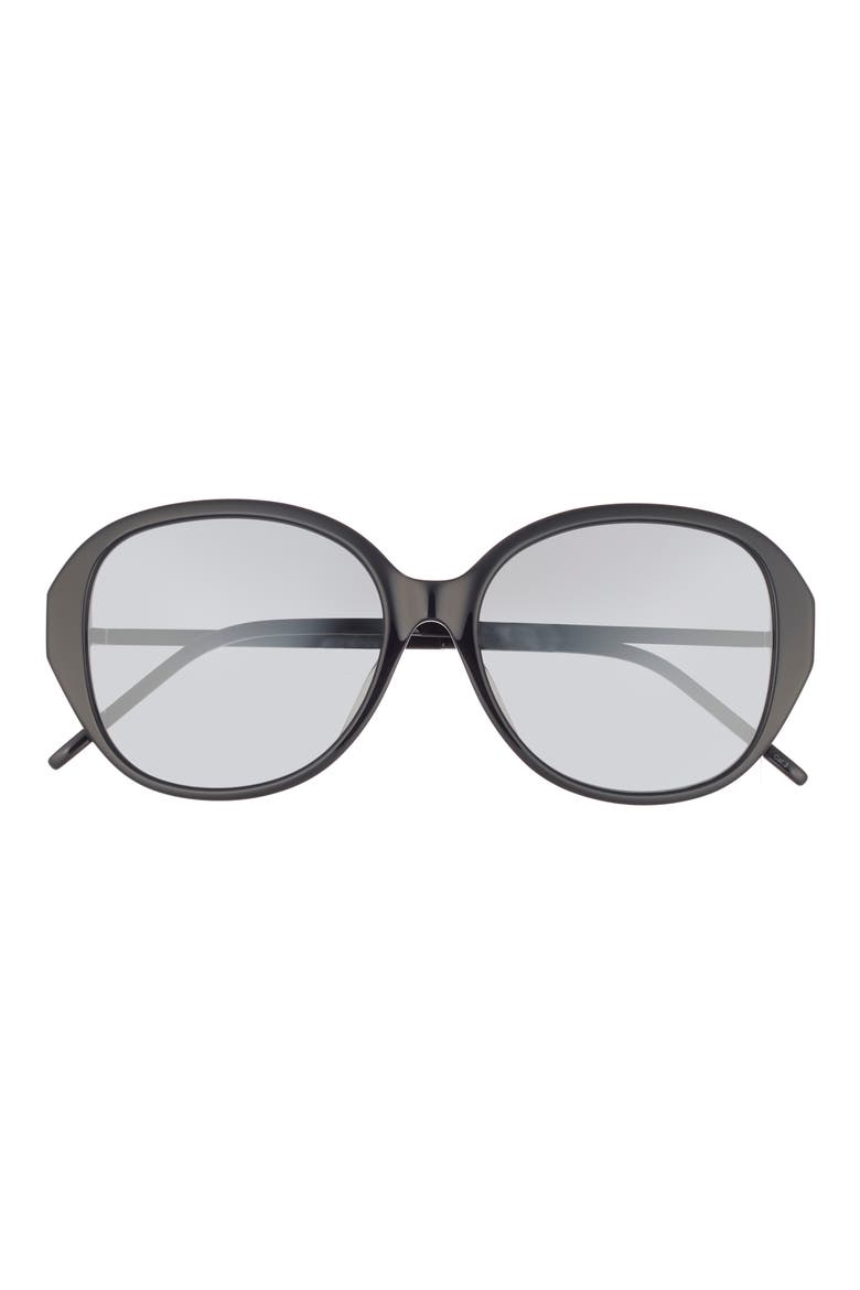 57mm Oval Sunglasses, Main, color, BLACK BLACK SILVER
